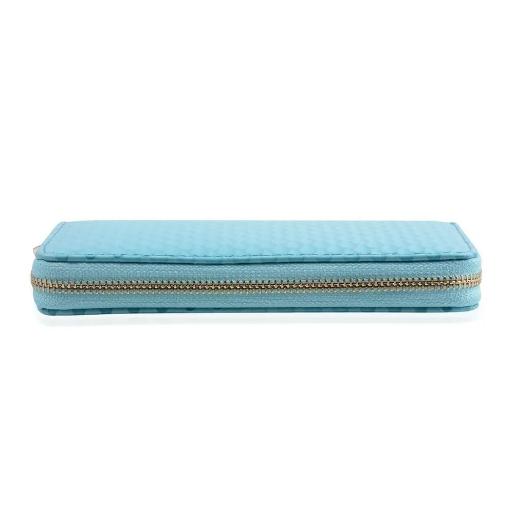 Wallet Over Size Clutch Zip Embossed Faux Leather
